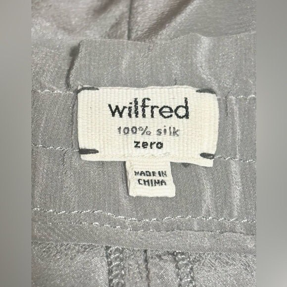 Aritzia Wilfred Marais 100% Silk Pants Grey Tie Front Rolled Cuffs Size 0 - Picture 12 of 12